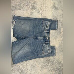 Express Distressed Blue Cropped Jeans